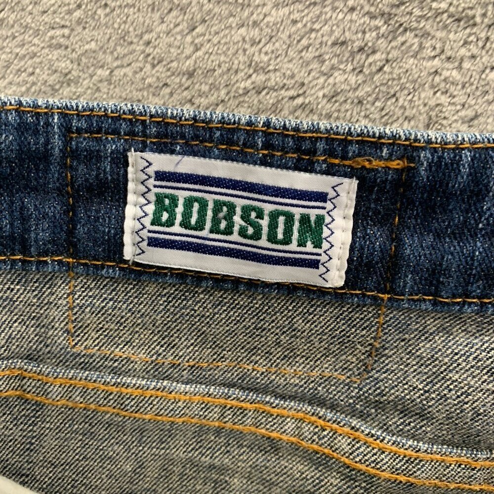 Vintage Bobson Jeans Mens Size 30x29” Japanese Denim Blue Whiskers Cotton Blend - Picture 10 of 13